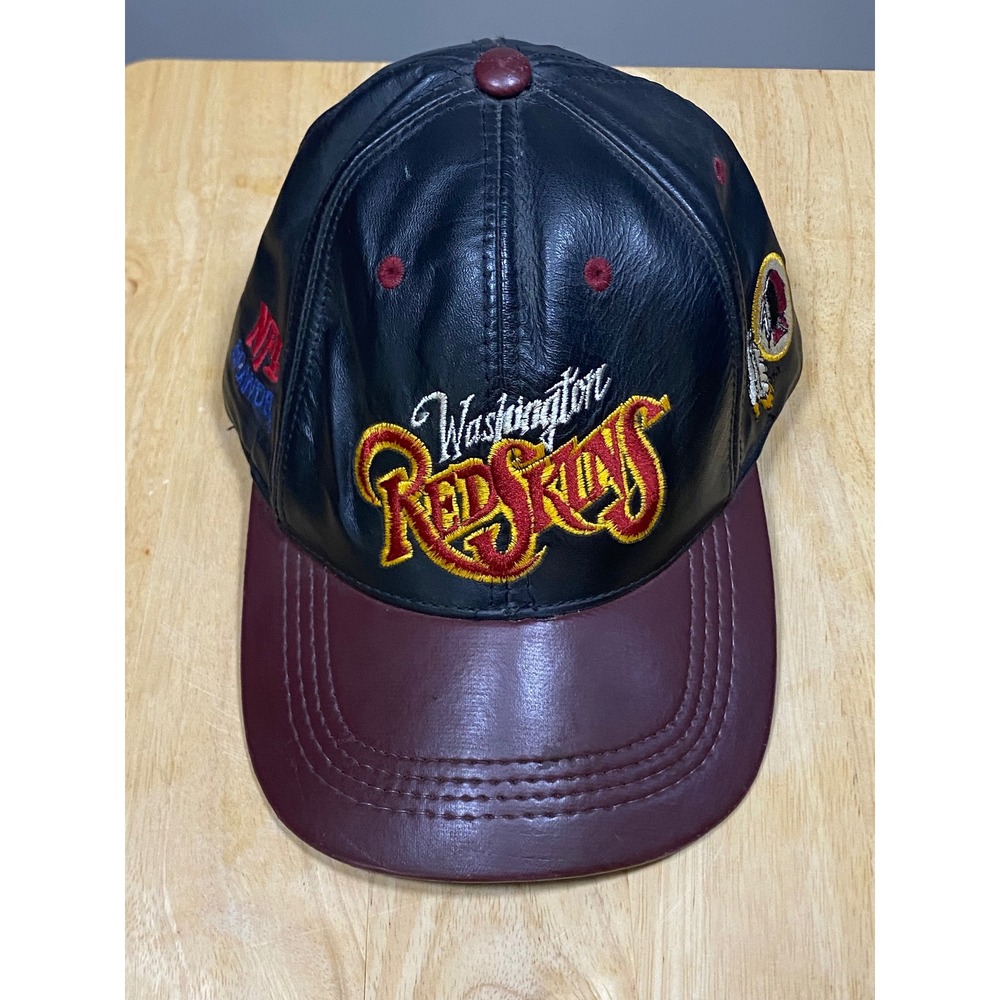 NFL Branded Hat Mens OSFM Black Excellent Leather Snapback Washington Redskins